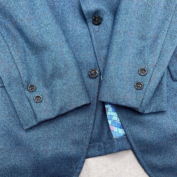 Unbranded Blazer Men 40 Blue Red Golden Emblem Tweed 60 70s Sport Jacket USA VTG - Picture 3 of 14